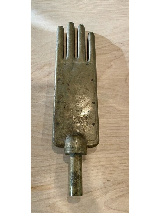 The Unbranded Brand Other - 19th Century Industrial Solid Brass Hand Sculpture Glove Mold Factory 8 lbs